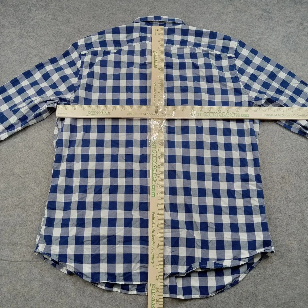 Banana Republic Shirt Mens XL Blue Check Slim Fit Button Front Long‎ Sleeve
